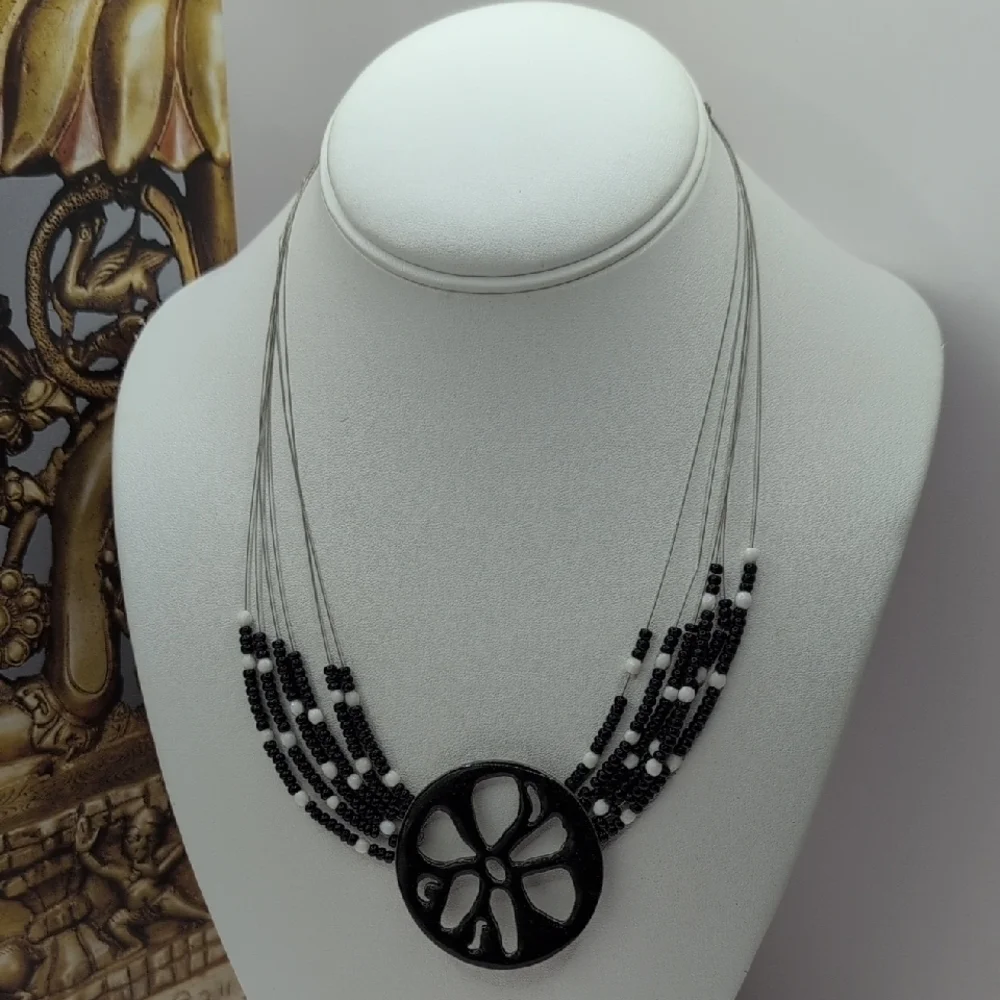 Chico's Black and White Bohemian Necklace